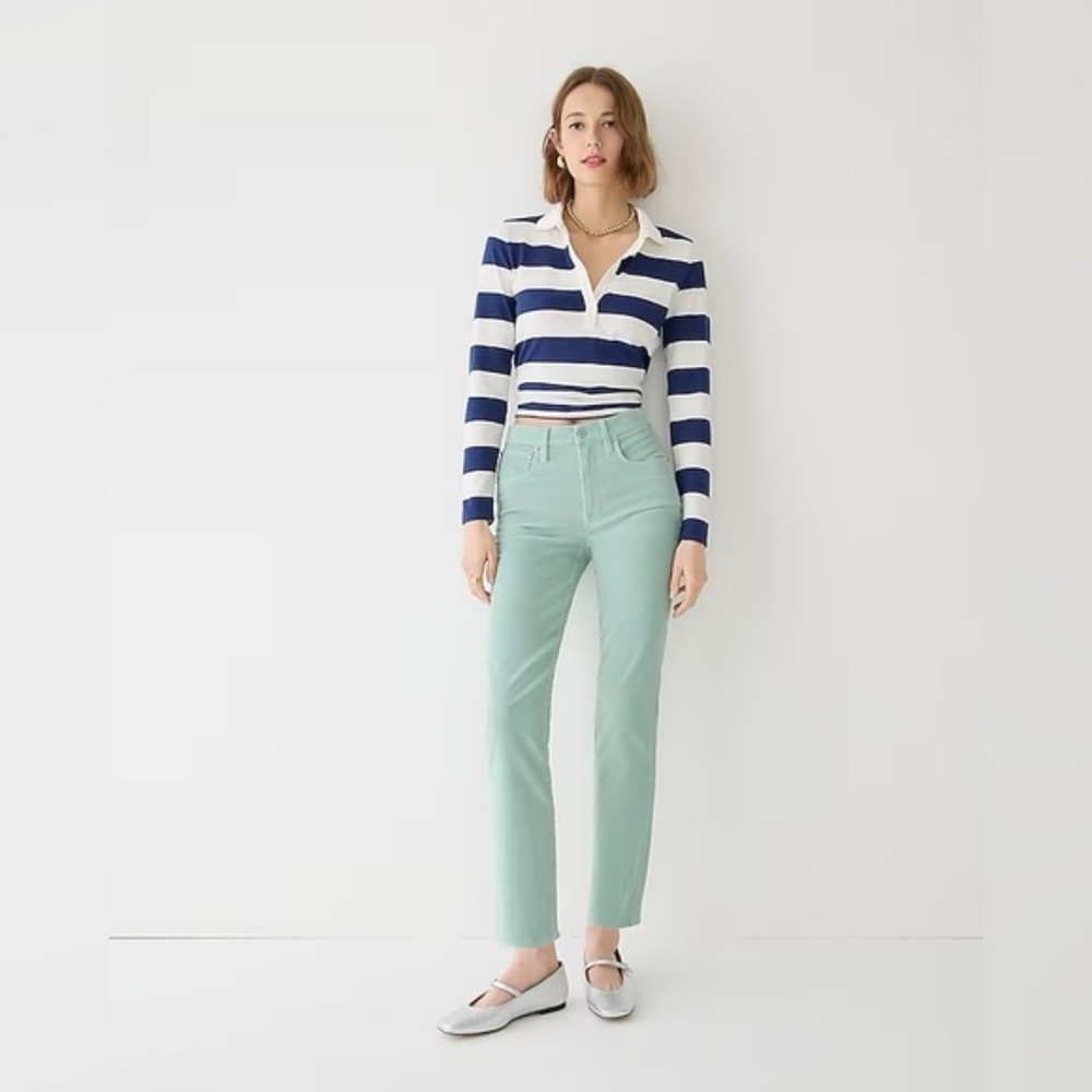 J. Crew | High Waisted Slim Straight Crop Corduroy Pant 30 Petite Teal